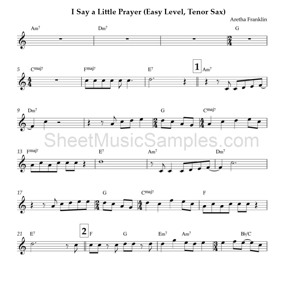 I Say a Little Prayer (Easy Level, Tenor Sax)