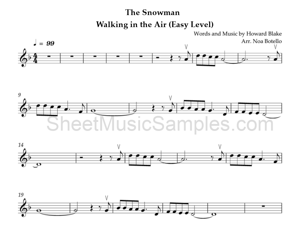 The Snowman - Walking in the Air (Easy Level)