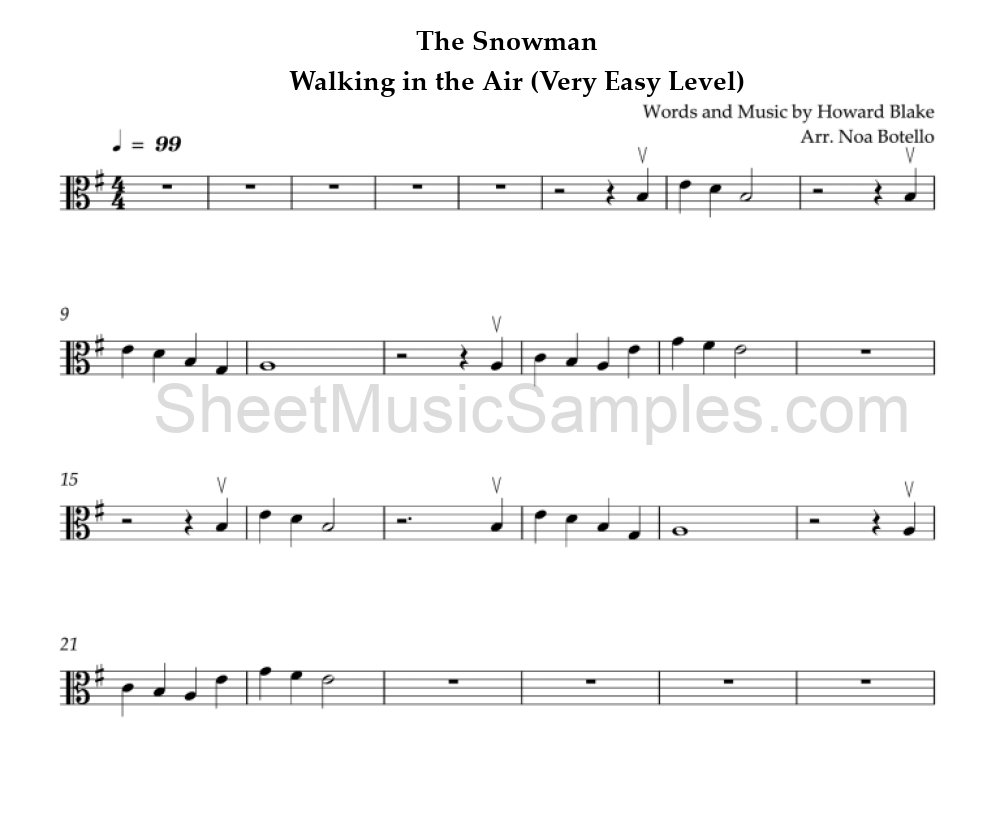 The Snowman - Walking in the Air (Very Easy Level)