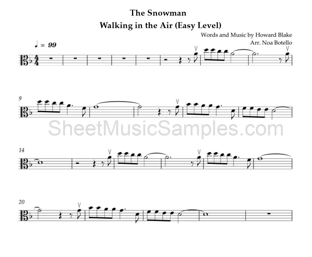 The Snowman - Walking in the Air (Easy Level)