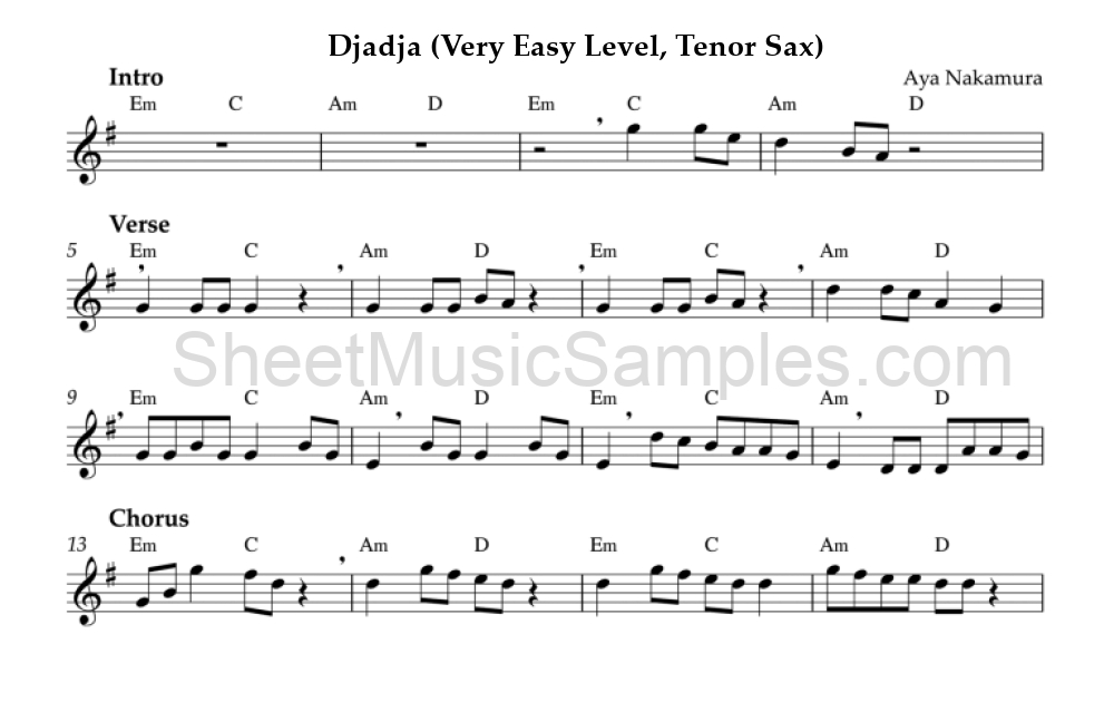 Djadja (Very Easy Level, Tenor Sax)