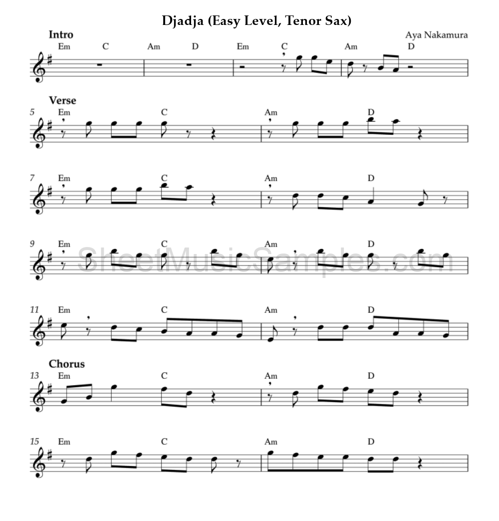 Djadja (Easy Level, Tenor Sax)