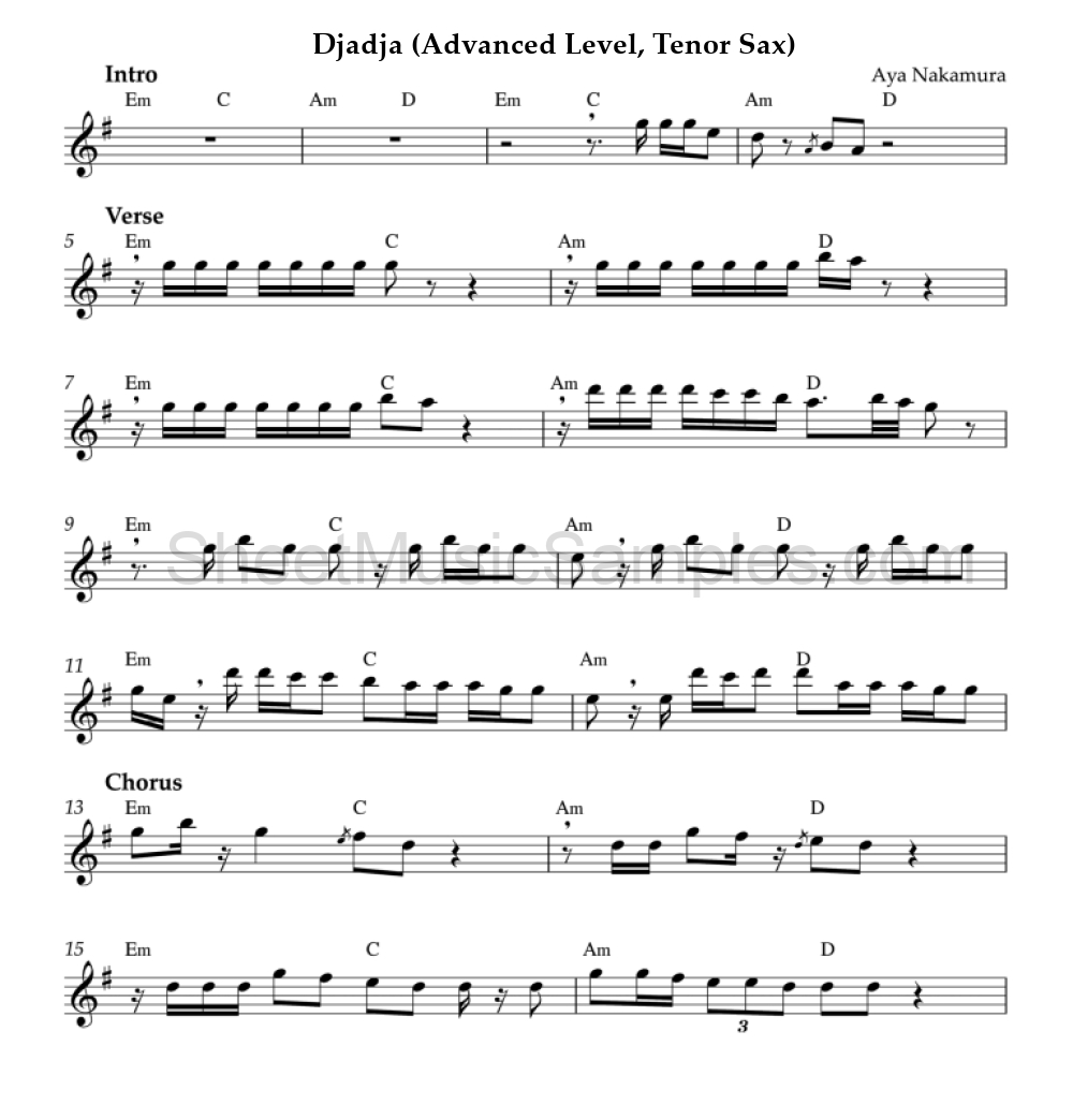 Djadja (Advanced Level, Tenor Sax)