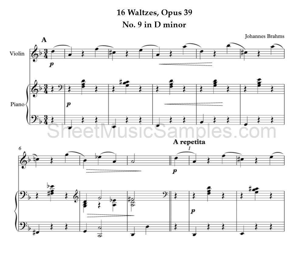 16 Waltzes, Opus 39 - No. 9 in D minor