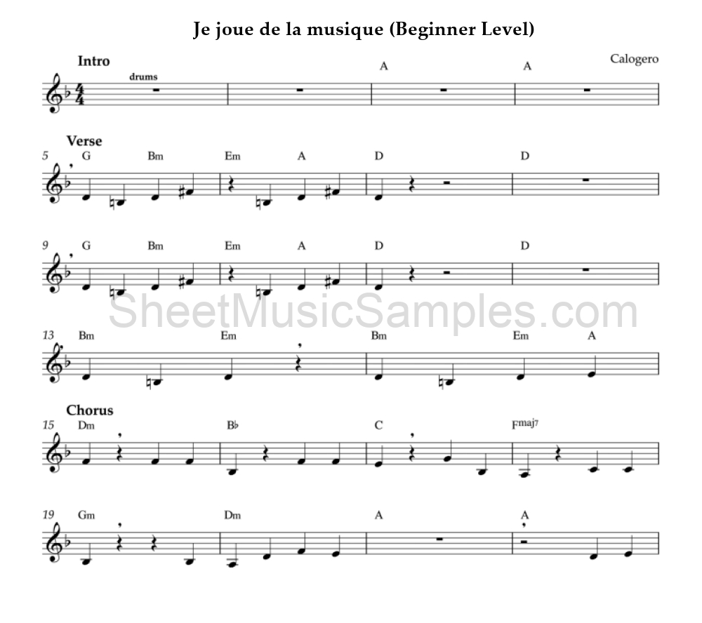 Je joue de la musique (Beginner Level)