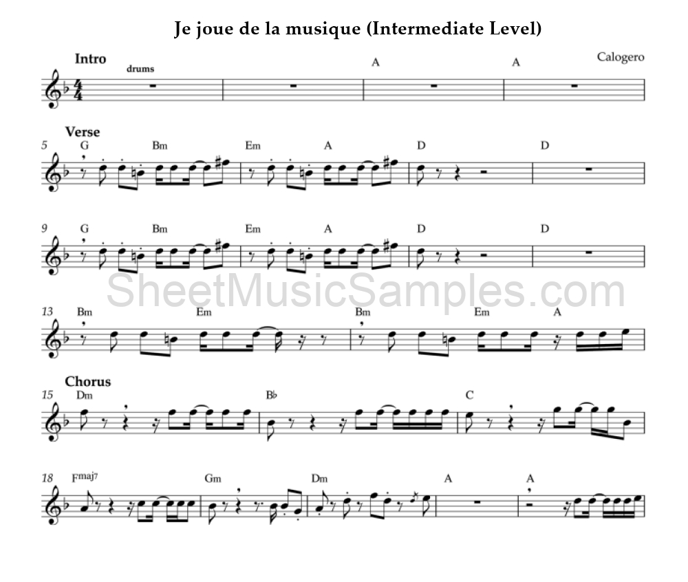 Je joue de la musique (Intermediate Level)