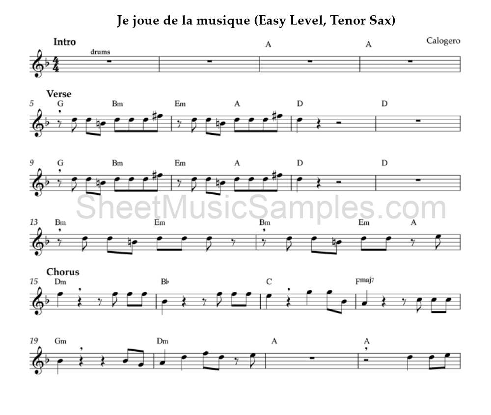 Je joue de la musique (Easy Level, Tenor Sax)