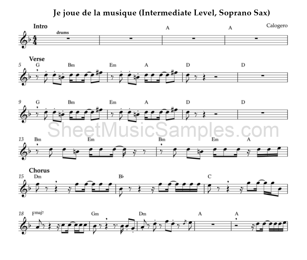 Je joue de la musique (Intermediate Level, Soprano Sax)