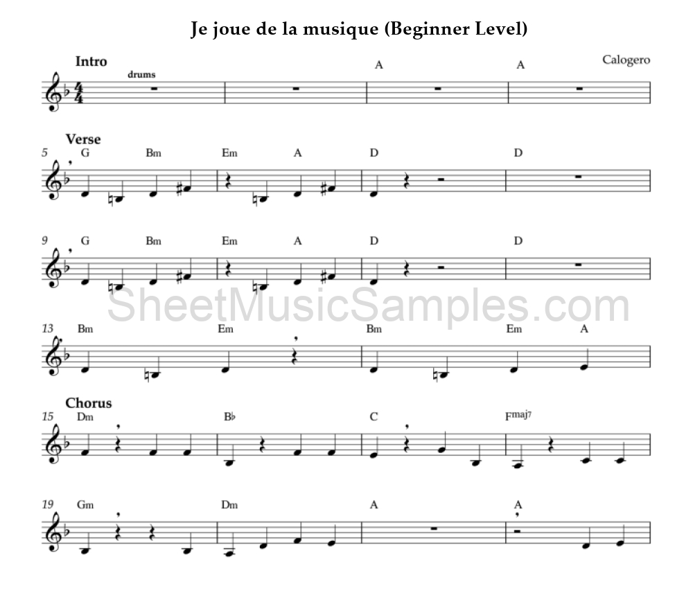 Je joue de la musique (Beginner Level)