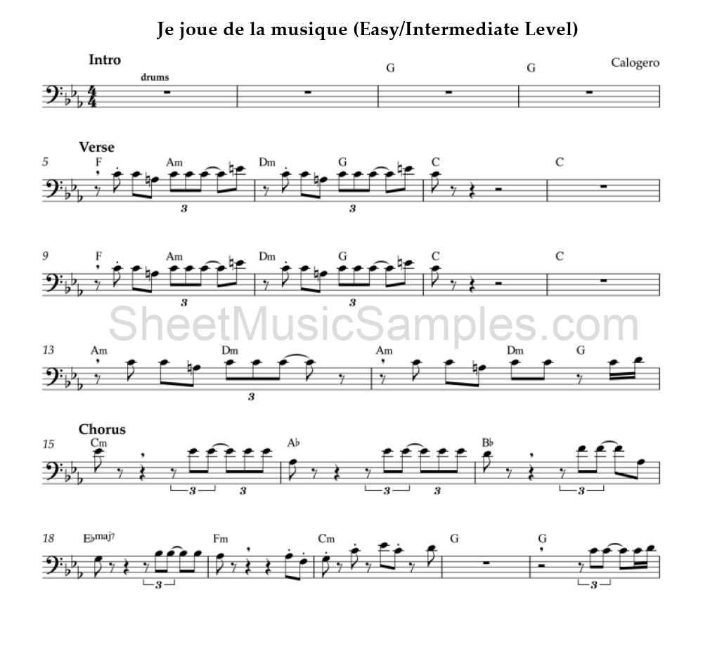 Je joue de la musique (Easy/Intermediate Level)