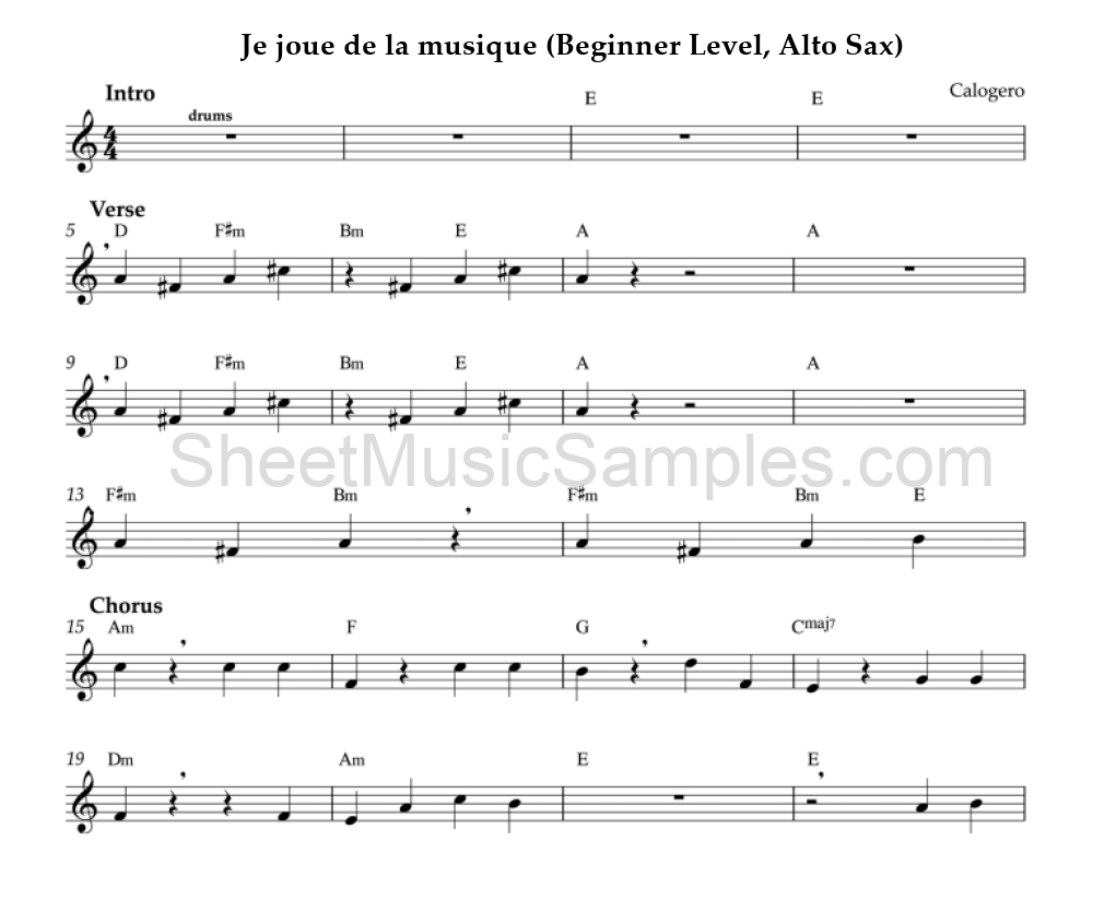 Je joue de la musique (Beginner Level, Alto Sax)