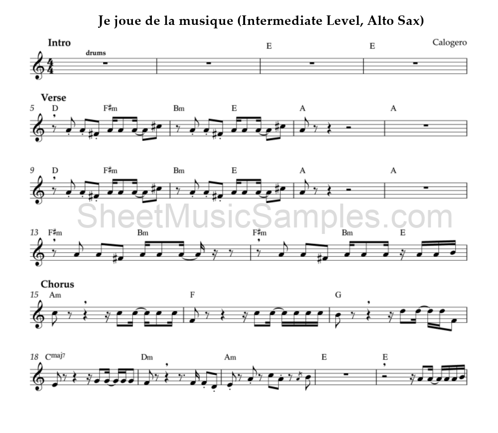 Je joue de la musique (Intermediate Level, Alto Sax)