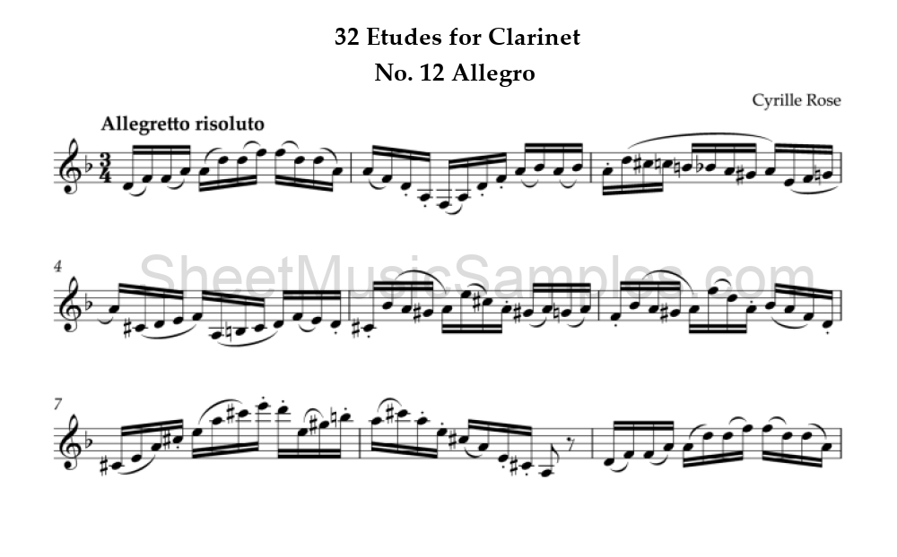 32 Etudes for Clarinet - No. 12 Allegro