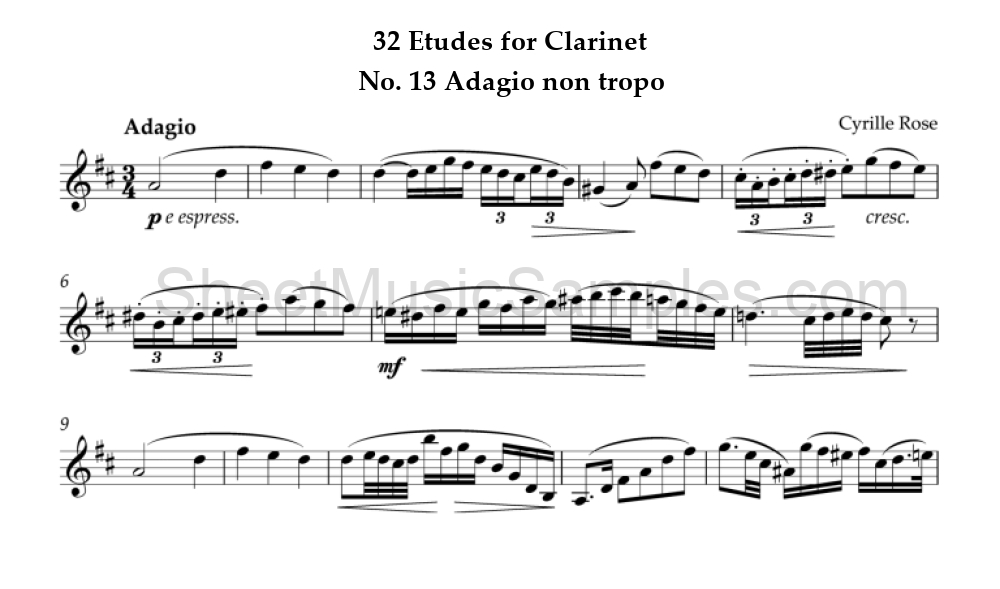 32 Etudes for Clarinet - No. 13 Adagio non tropo