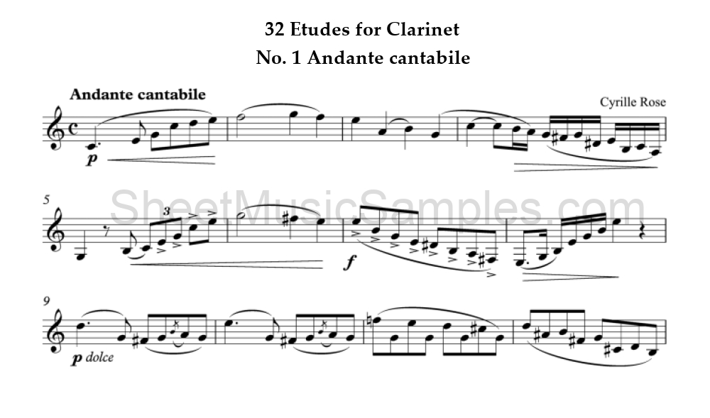 32 Etudes for Clarinet - No. 1 Andante cantabile