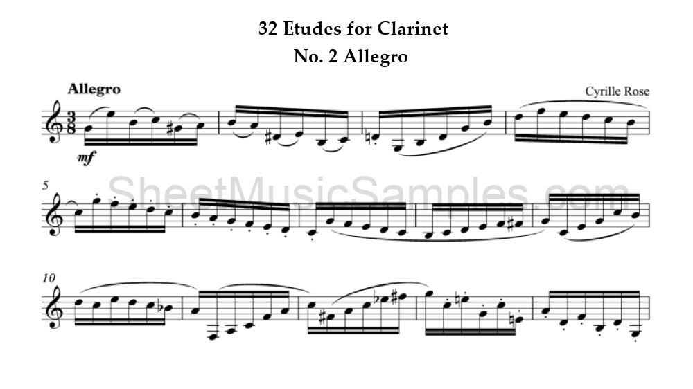 32 Etudes for Clarinet - No. 2 Allegro