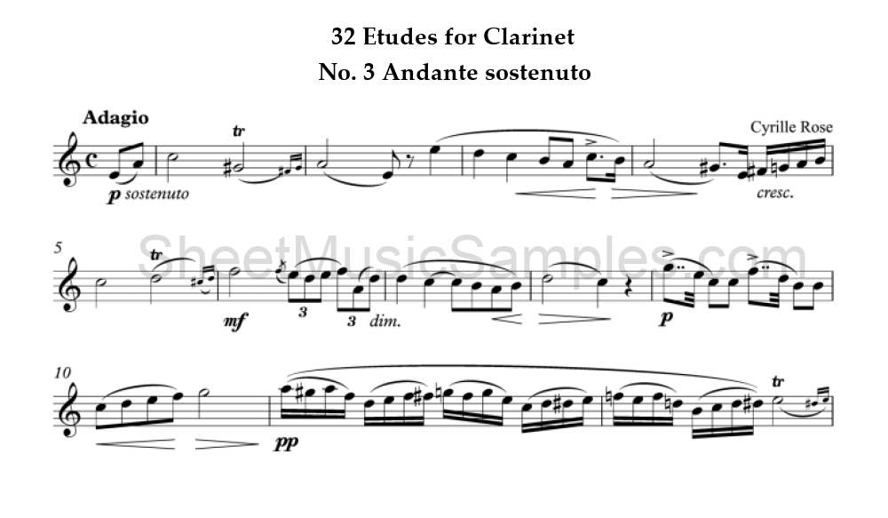 32 Etudes for Clarinet - No. 3 Andante sostenuto