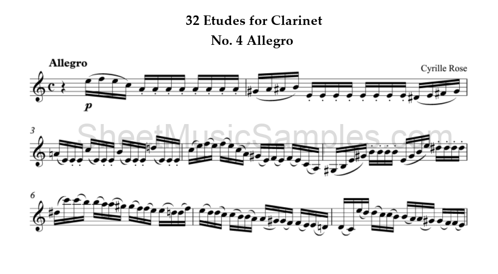 32 Etudes for Clarinet - No. 4 Allegro