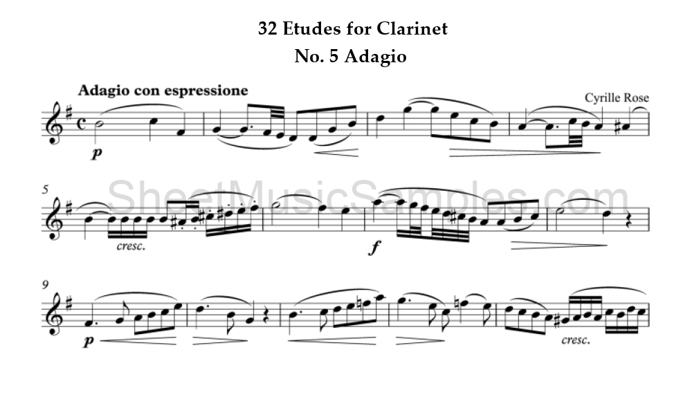 32 Etudes for Clarinet - No. 5 Adagio