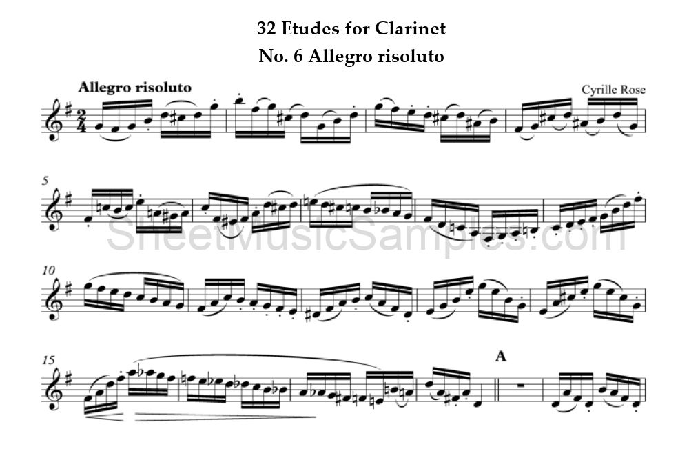 32 Etudes for Clarinet - No. 6 Allegro risoluto