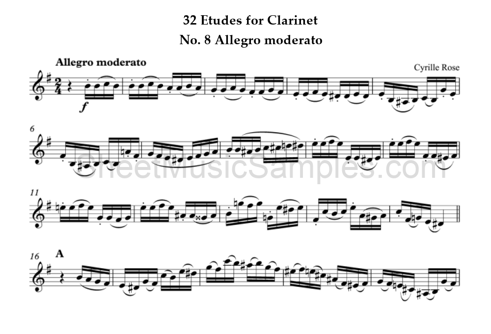 32 Etudes for Clarinet - No. 8 Allegro moderato