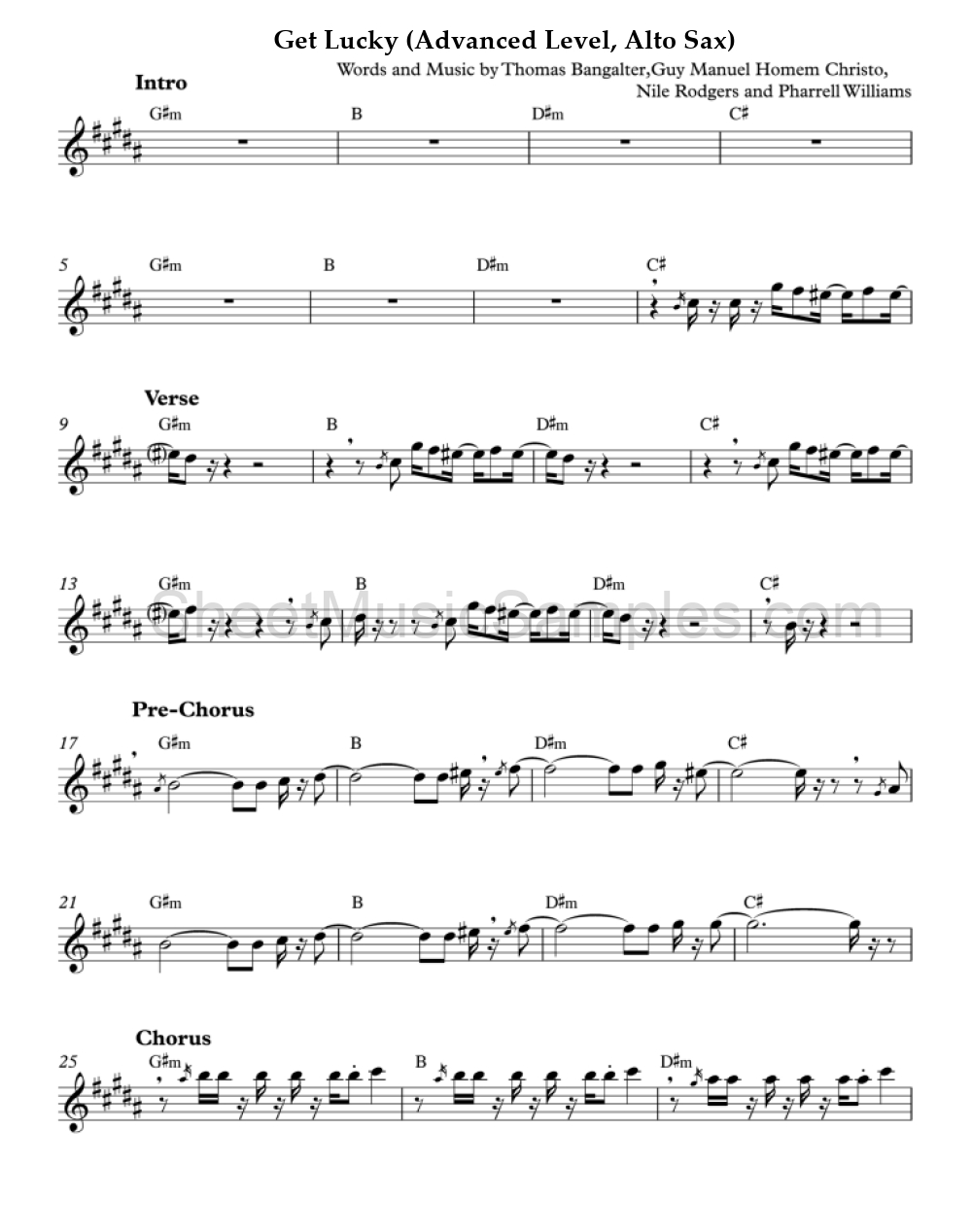 Get Lucky (Advanced Level, Alto Sax)