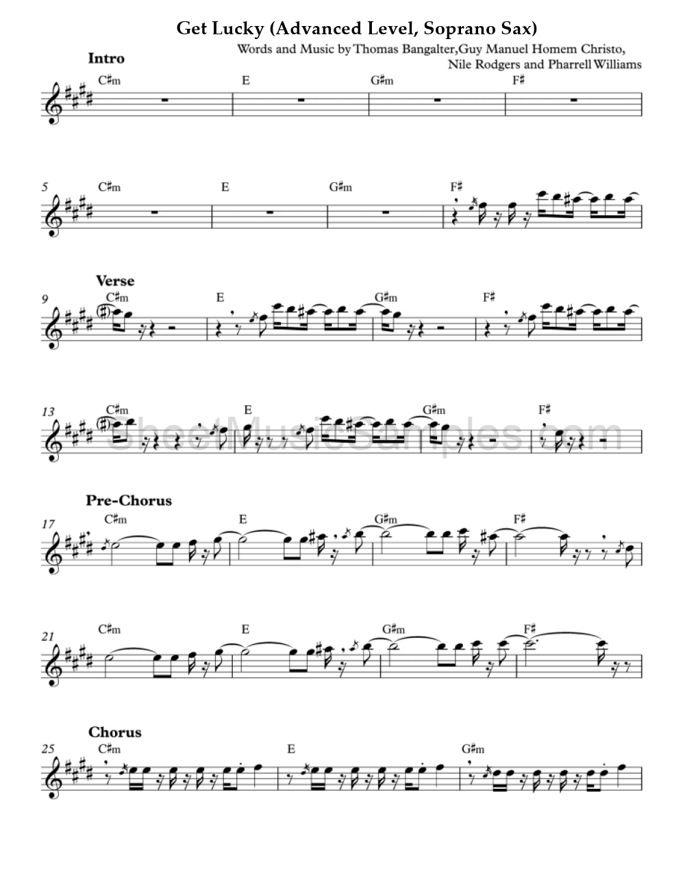 Get Lucky (Advanced Level, Soprano Sax)