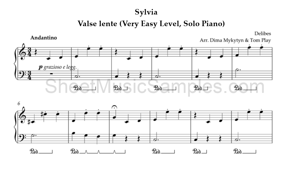 Sylvia - Valse lente (Very Easy Level, Solo Piano)