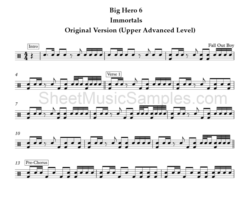 Big Hero 6 - Immortals - Original Version (Upper Advanced Level)