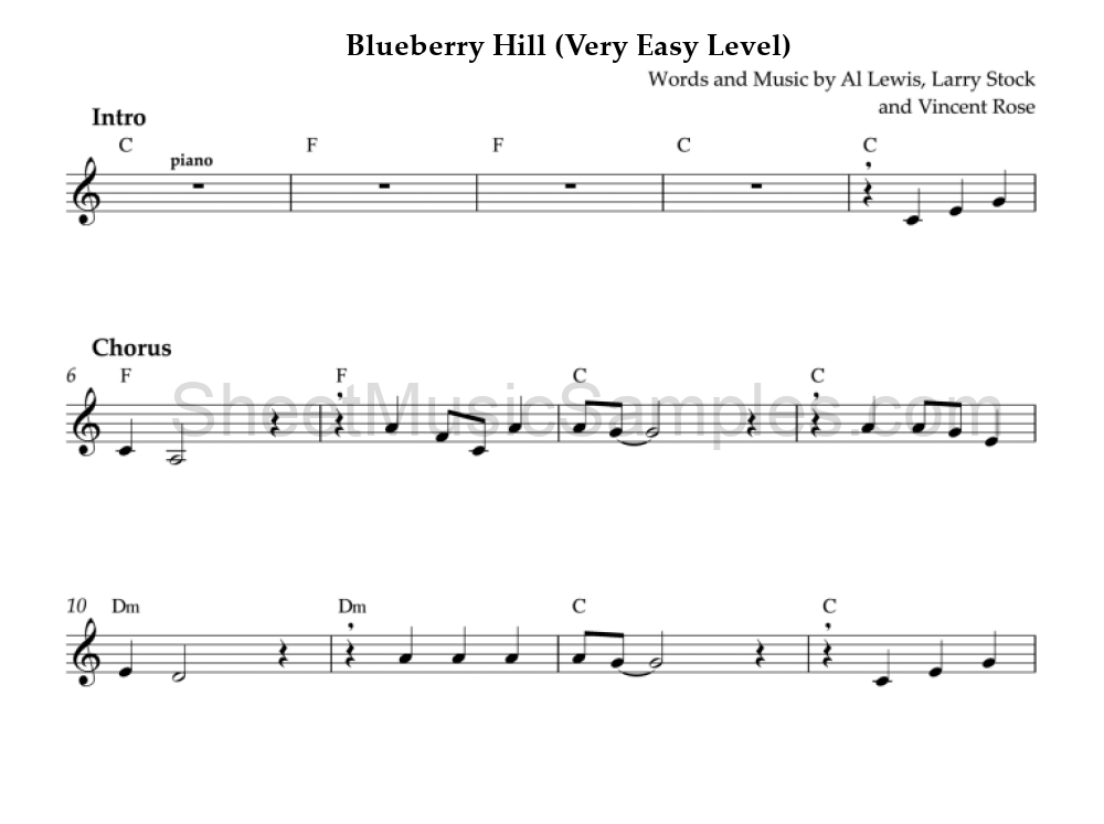 Blueberry Hill (Very Easy Level)