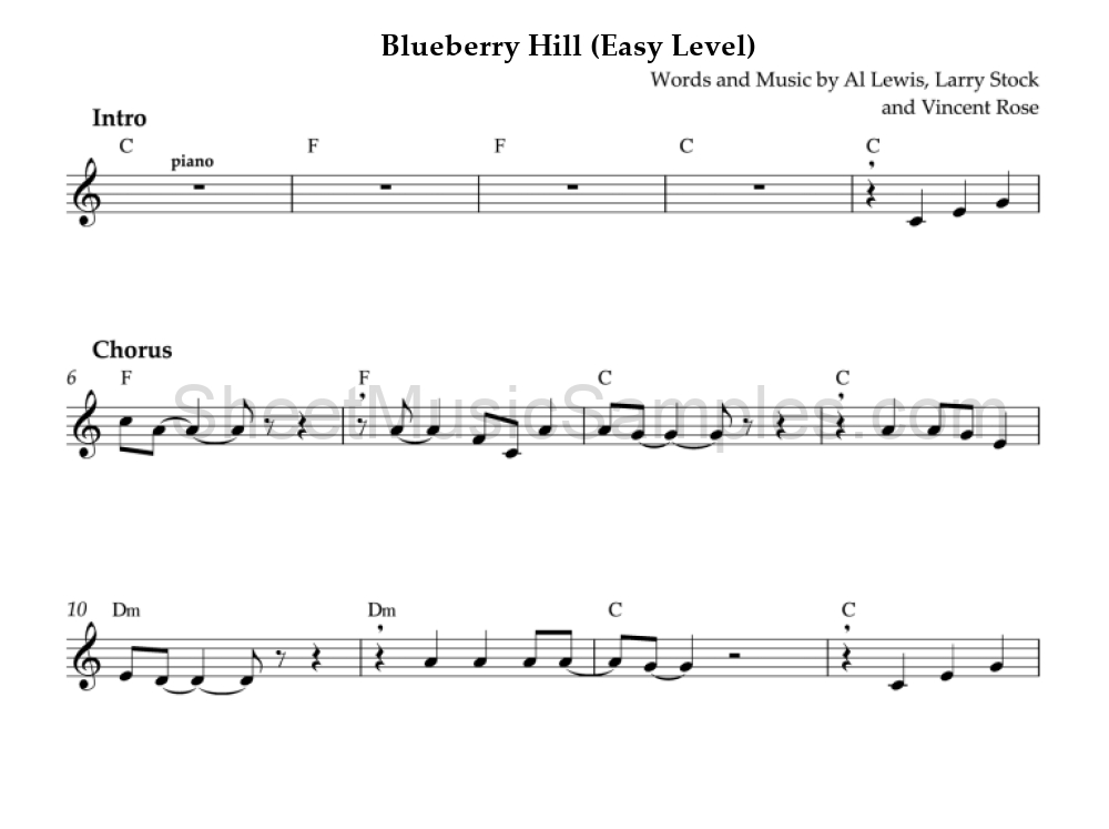 Blueberry Hill (Easy Level)