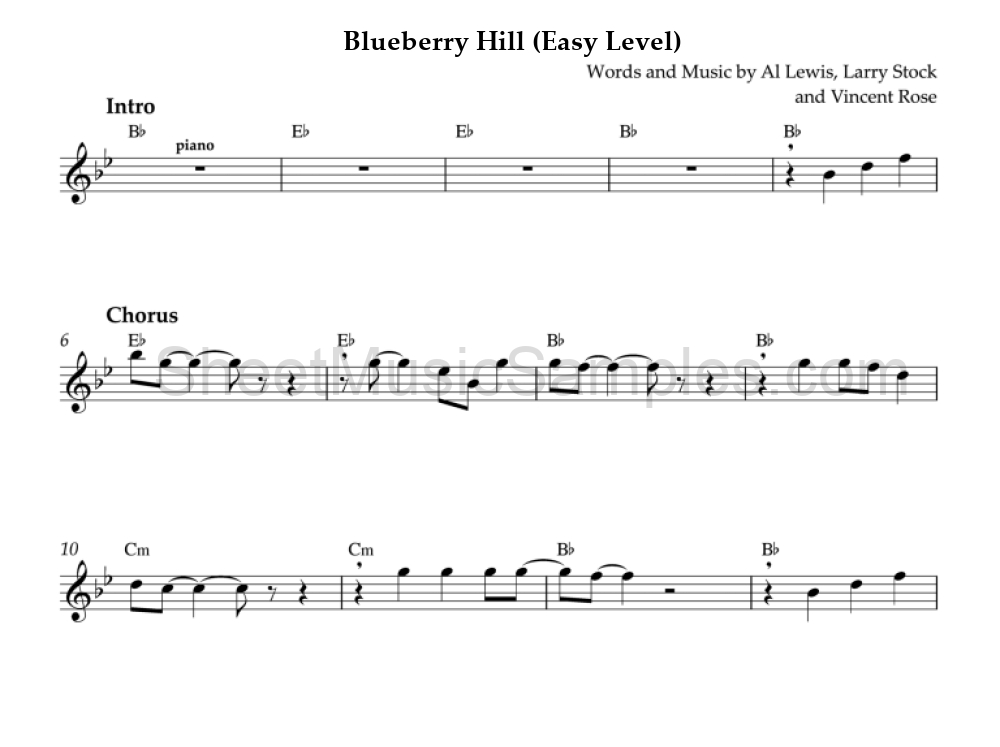 Blueberry Hill (Easy Level)