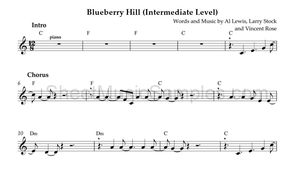 Blueberry Hill (Intermediate Level)