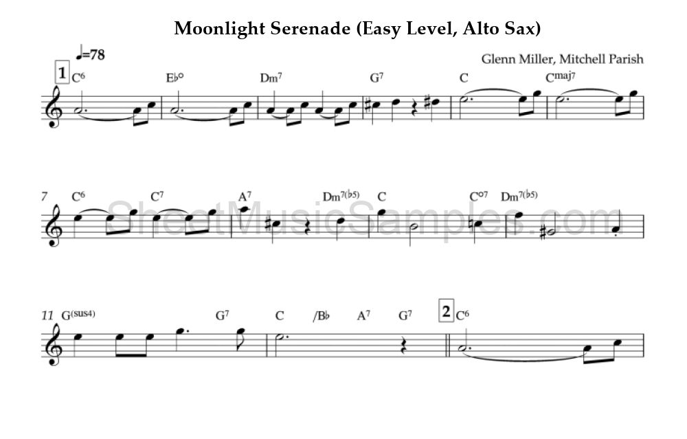 Moonlight Serenade (Easy Level, Alto Sax)