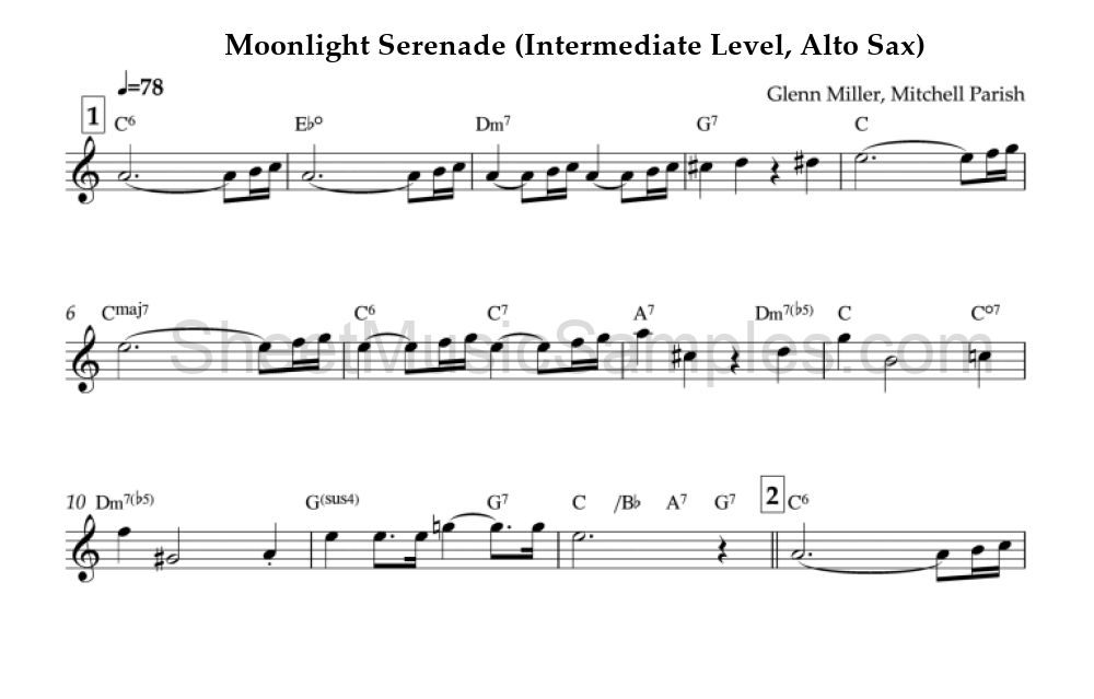 Moonlight Serenade (Intermediate Level, Alto Sax)