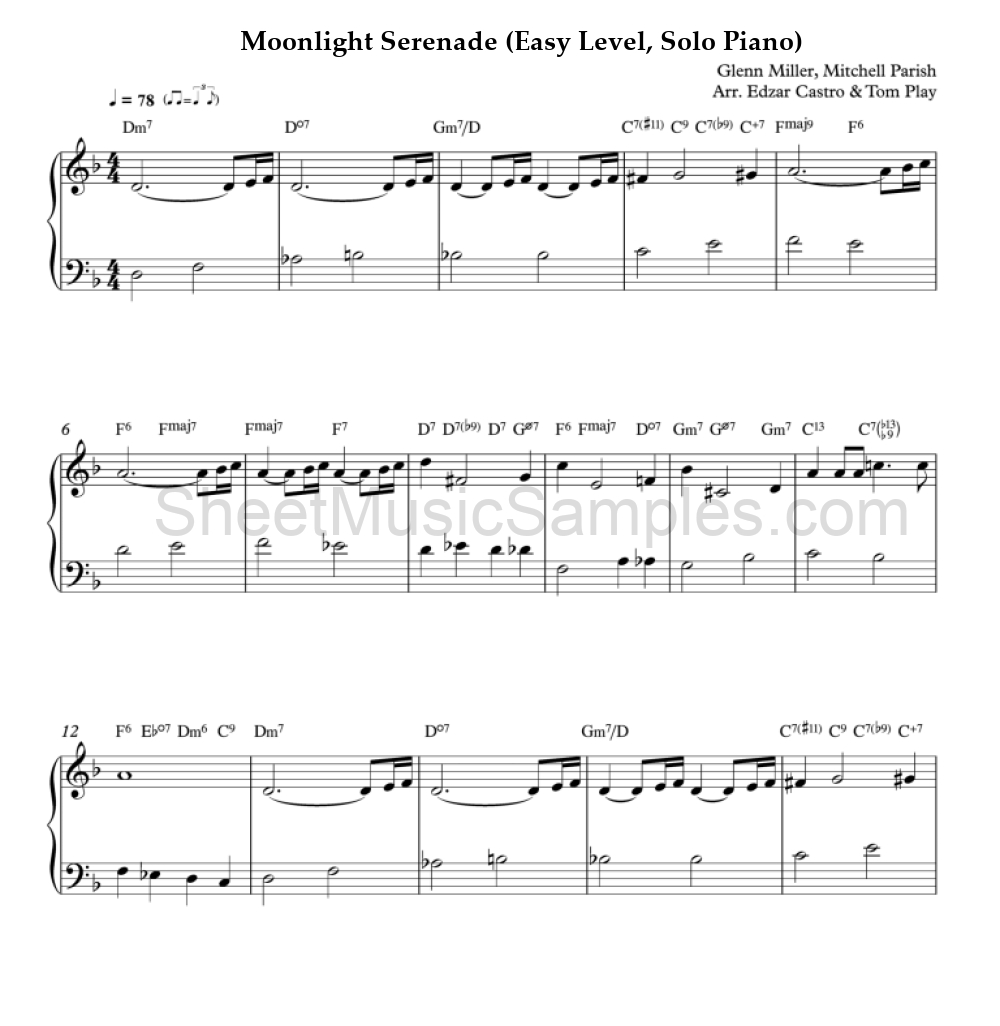 Moonlight Serenade (Easy Level, Solo Piano)