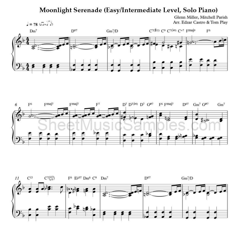 Moonlight Serenade (Easy/Intermediate Level, Solo Piano)