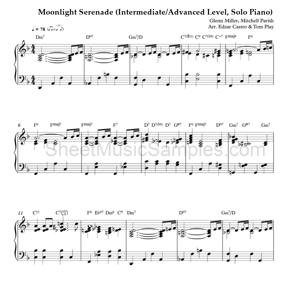 Moonlight Serenade (Intermediate/Advanced Level, Solo Piano)