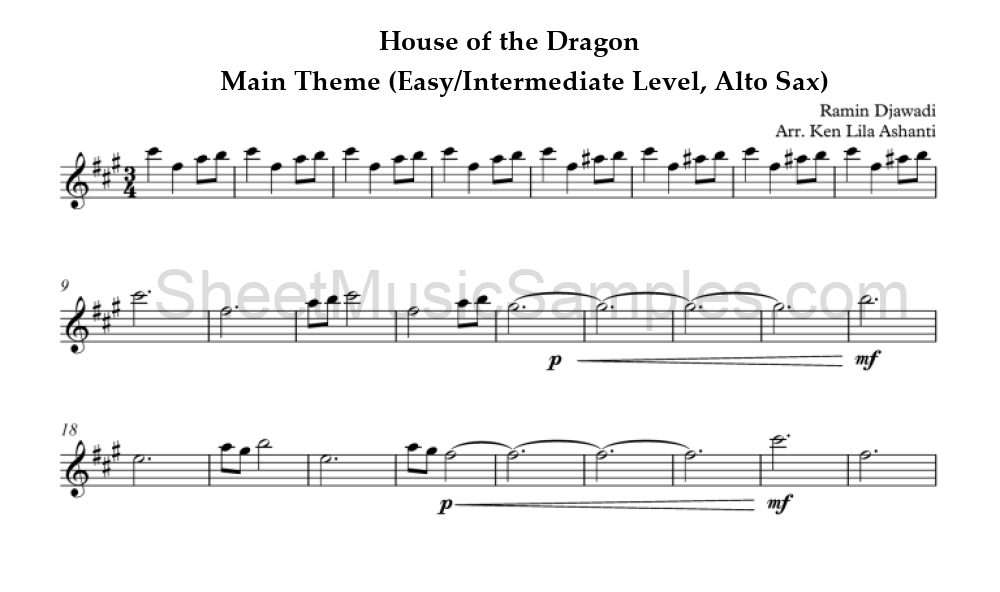 House of the Dragon - Main Theme (Easy/Intermediate Level, Alto Sax)