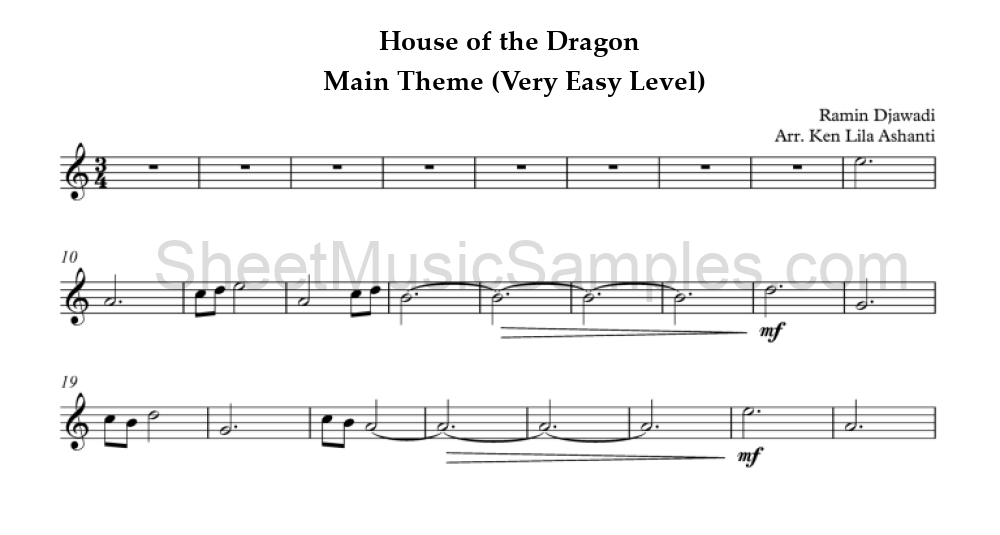 House of the Dragon - Main Theme (Very Easy Level)