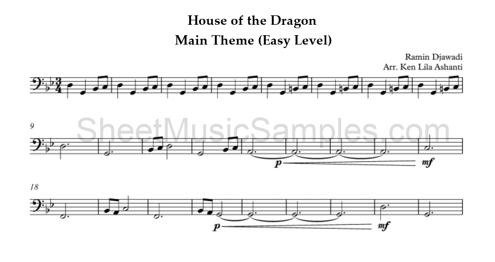 House of the Dragon - Main Theme (Easy Level)