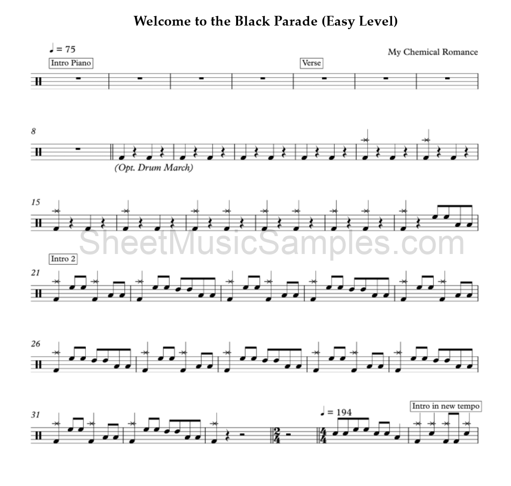 Welcome to the Black Parade (Easy Level)