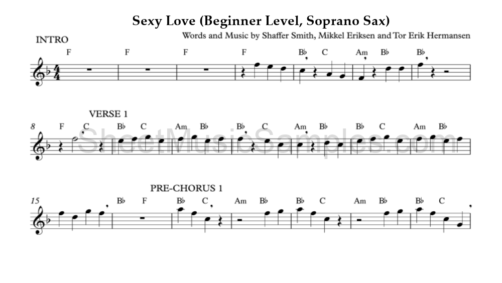 Sexy Love (Beginner Level, Soprano Sax)