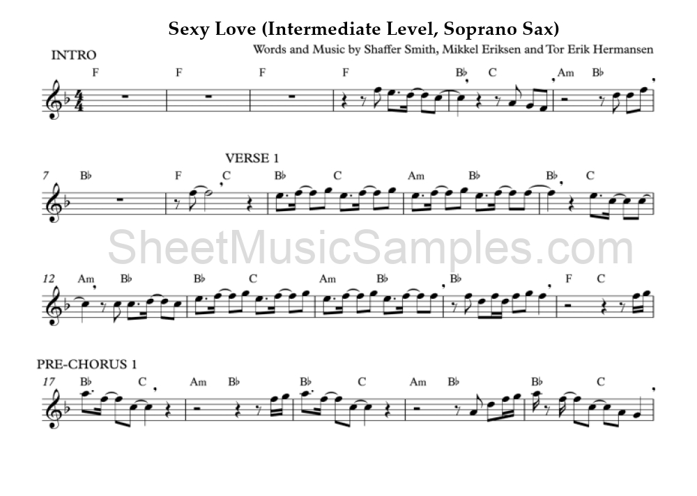 Sexy Love (Intermediate Level, Soprano Sax)