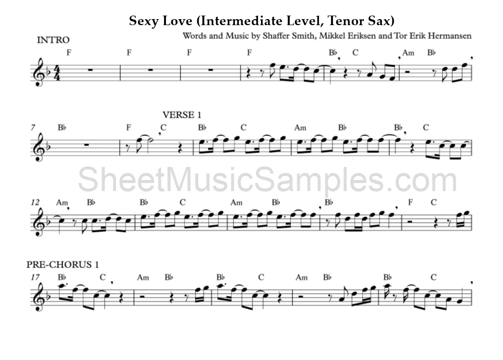 Sexy Love (Intermediate Level, Tenor Sax)