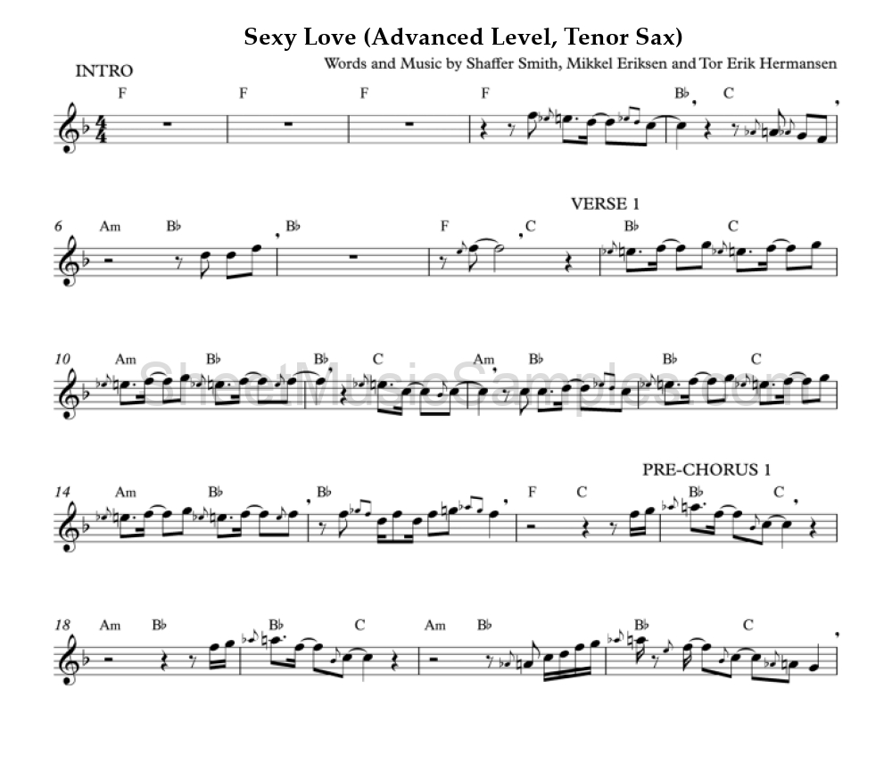 Sexy Love (Advanced Level, Tenor Sax)