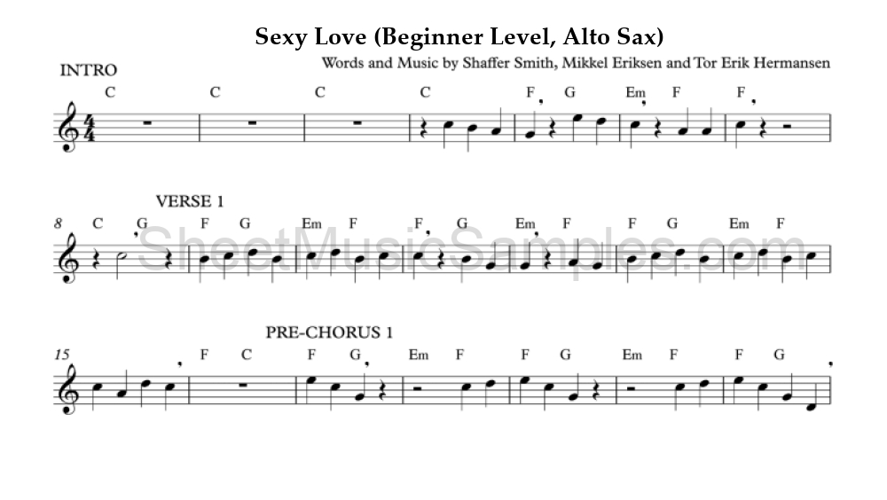 Sexy Love (Beginner Level, Alto Sax)