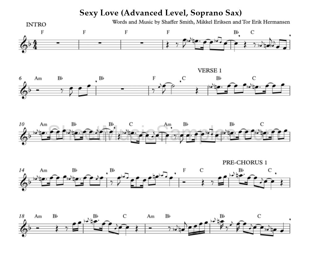 Sexy Love (Advanced Level, Soprano Sax)