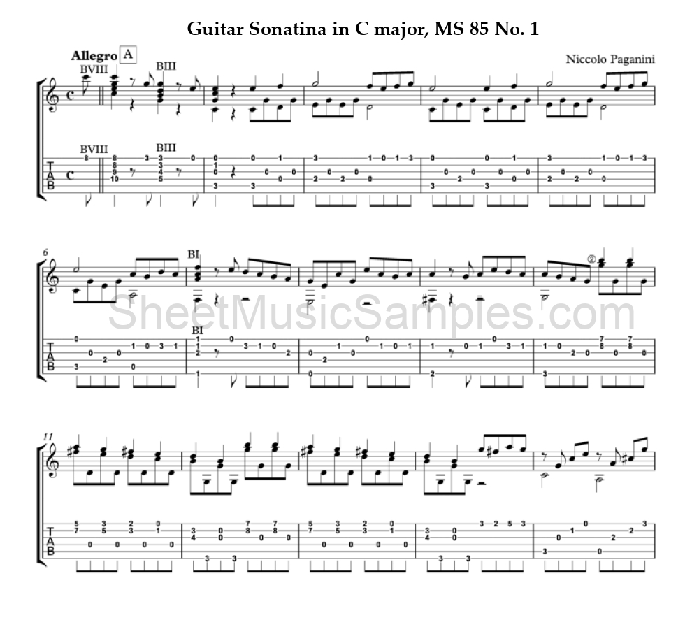 Guitar Sonatina in C major, MS 85 No. 1