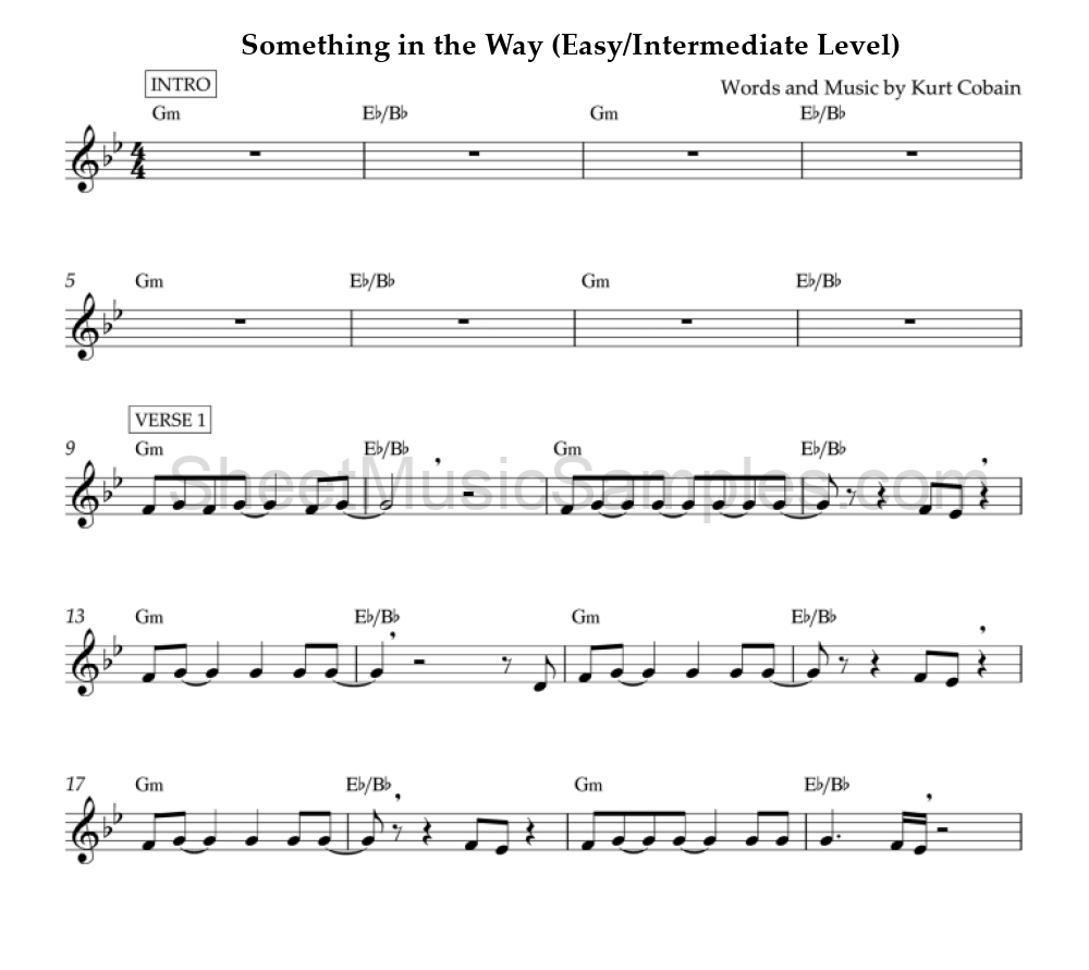 Something in the Way (Easy/Intermediate Level)